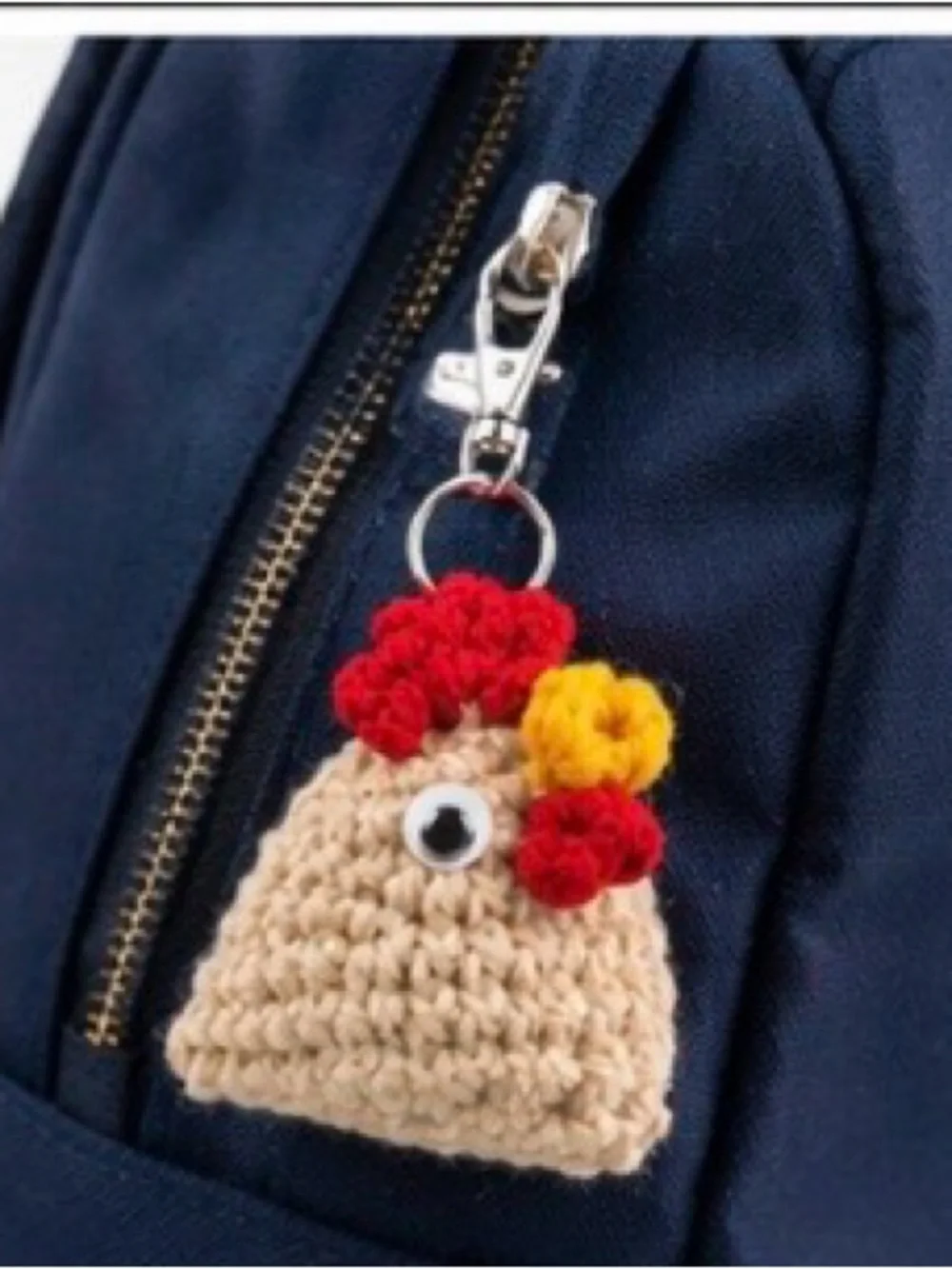 Handmade Crochet Chicken Keychain animal charm 1.5 inch for keys, bagpack purse